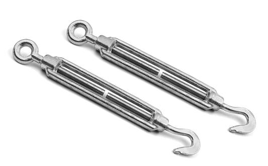 Design61 lot de 2 tendeurs M6 x 110 mm tendeur de fil crochet/œillet crochet de tension pour clôtures en fil de fer, corde à linge, corde d'auvent
