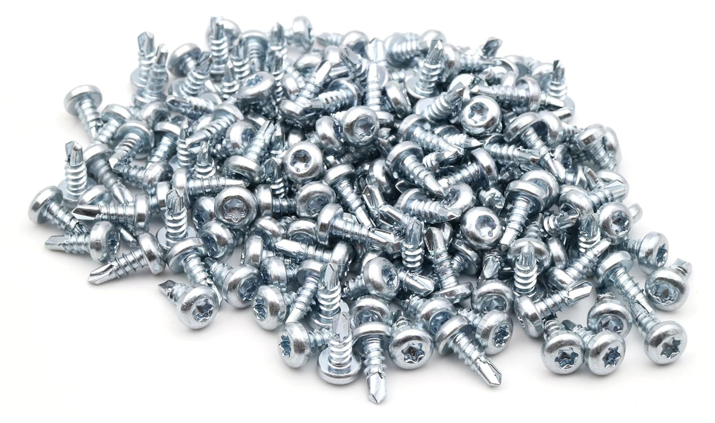 Design61 Selbstbohrende Schrauben Halbrundkopf Stahl Gehärtet Verzinkt Rostbeständig für Holz und Metallbau Selbstschneidende TX-15 Schrauben (3,5 x 9,5 mm, 200, stück)