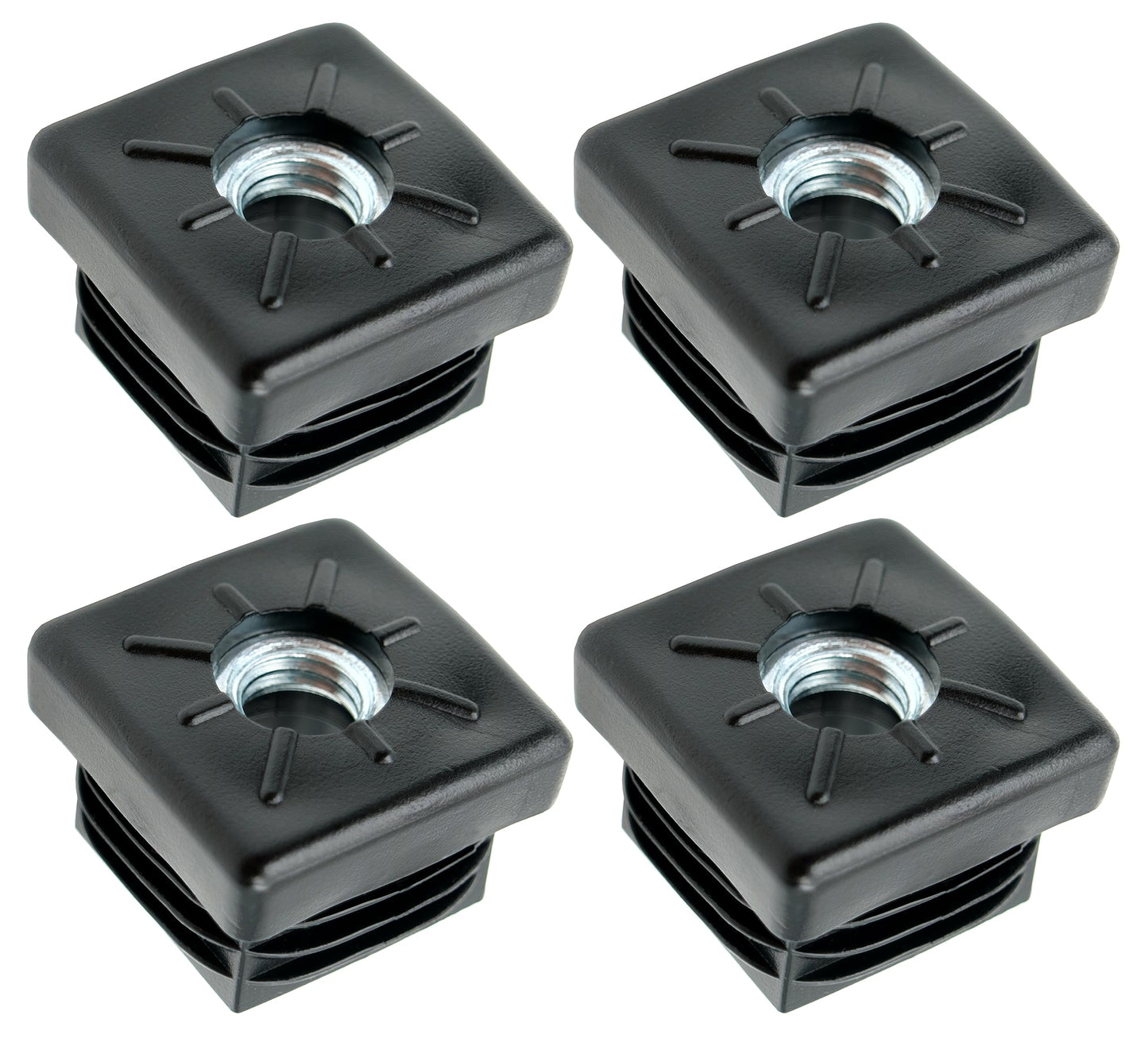 Design61 4X Gewindestopfen Vierkantrohrstopfen 30x30 mm 1-2 mm mit M8 Innengewinde