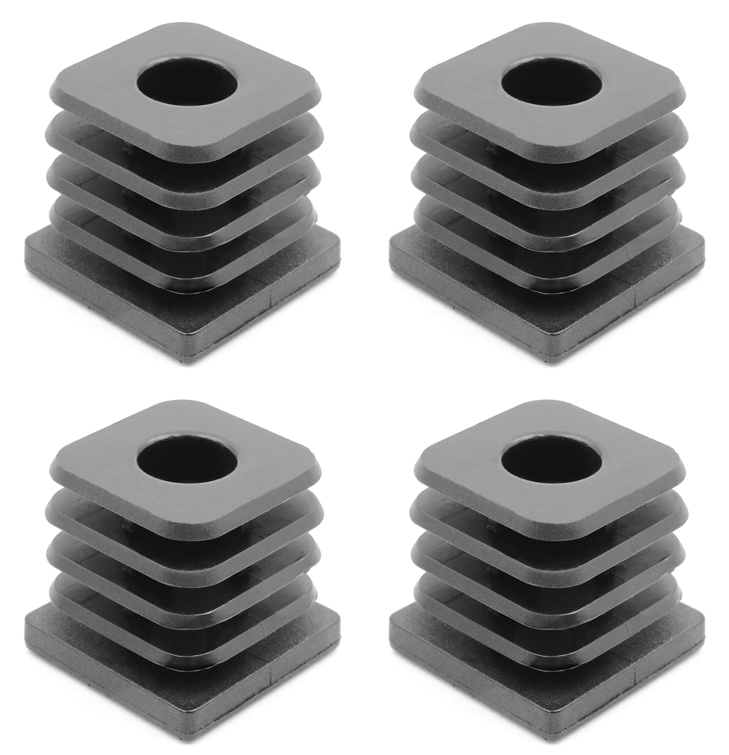 Design61 4X Gewindestopfen Justierstopfen Fußkappen Einsteckbuchse für Quadratrohre 38x38 mm mit M8 Innengewinde Traglast für Wandstärke 1,5-2 mm