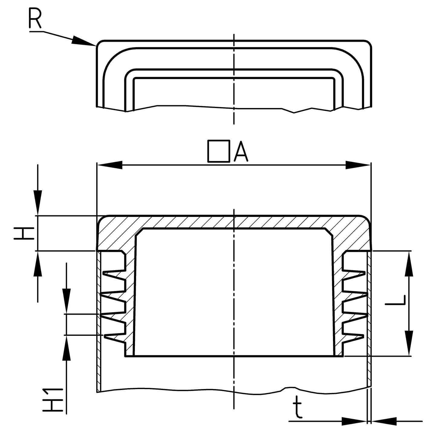 Design61 10x Vierkant Rohrstopfen Lamellenstopfen 40x40 mm mit Lamellen für Innenmaß 30-34 mm