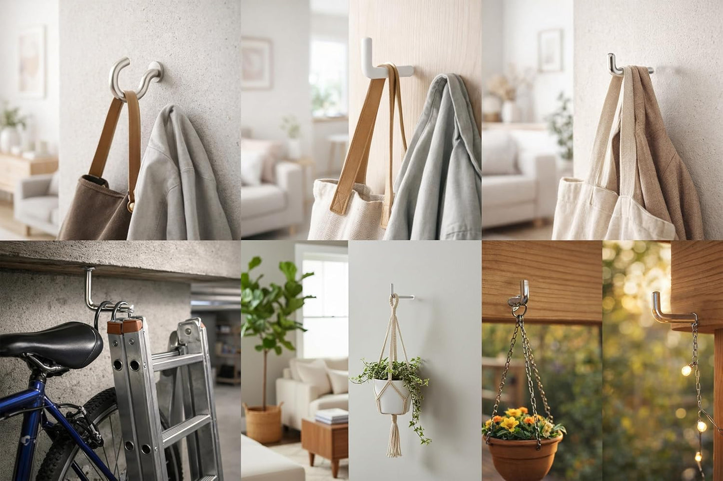 Design61 Schraubhaken Weiß Gerade Hakenschraube Wandhaken Drehhaken mit Gewinde Haken zum Einschrauben für Wand & Decke Verzinkt Befestigung für Seile Ketten Lampen Pflanzen (25 x 2,5 mm, 10, stück)