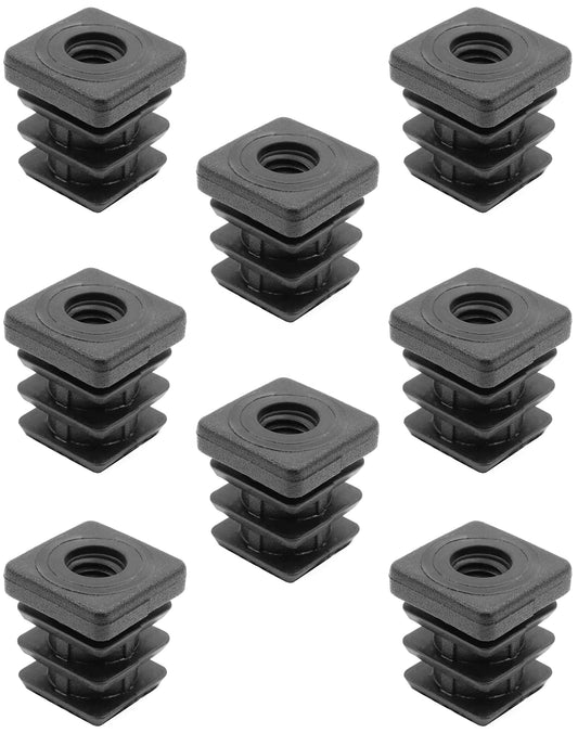 Design61 8x Gewindestopfen Justierstopfen Fußkappen Einsteckbuchse für Quadratrohre 22x22 mm mit M8 Innengewinde Traglast bis 200Kg für Wandstärke 1,5-2 mm