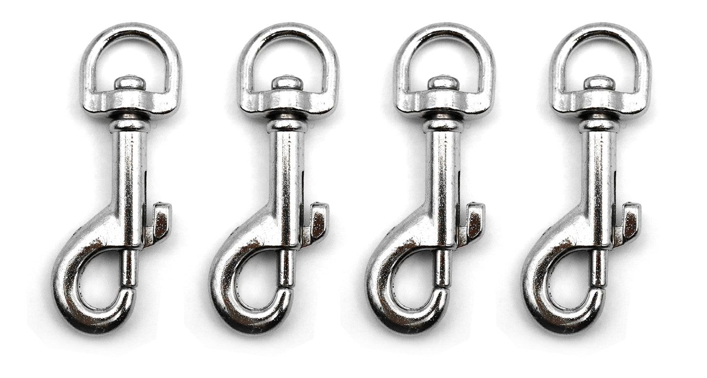 Design61 4er Set Karabinerhaken Karabiner 360 Grad Drehgelenk aus Druckguss Vernickelt (75mm)