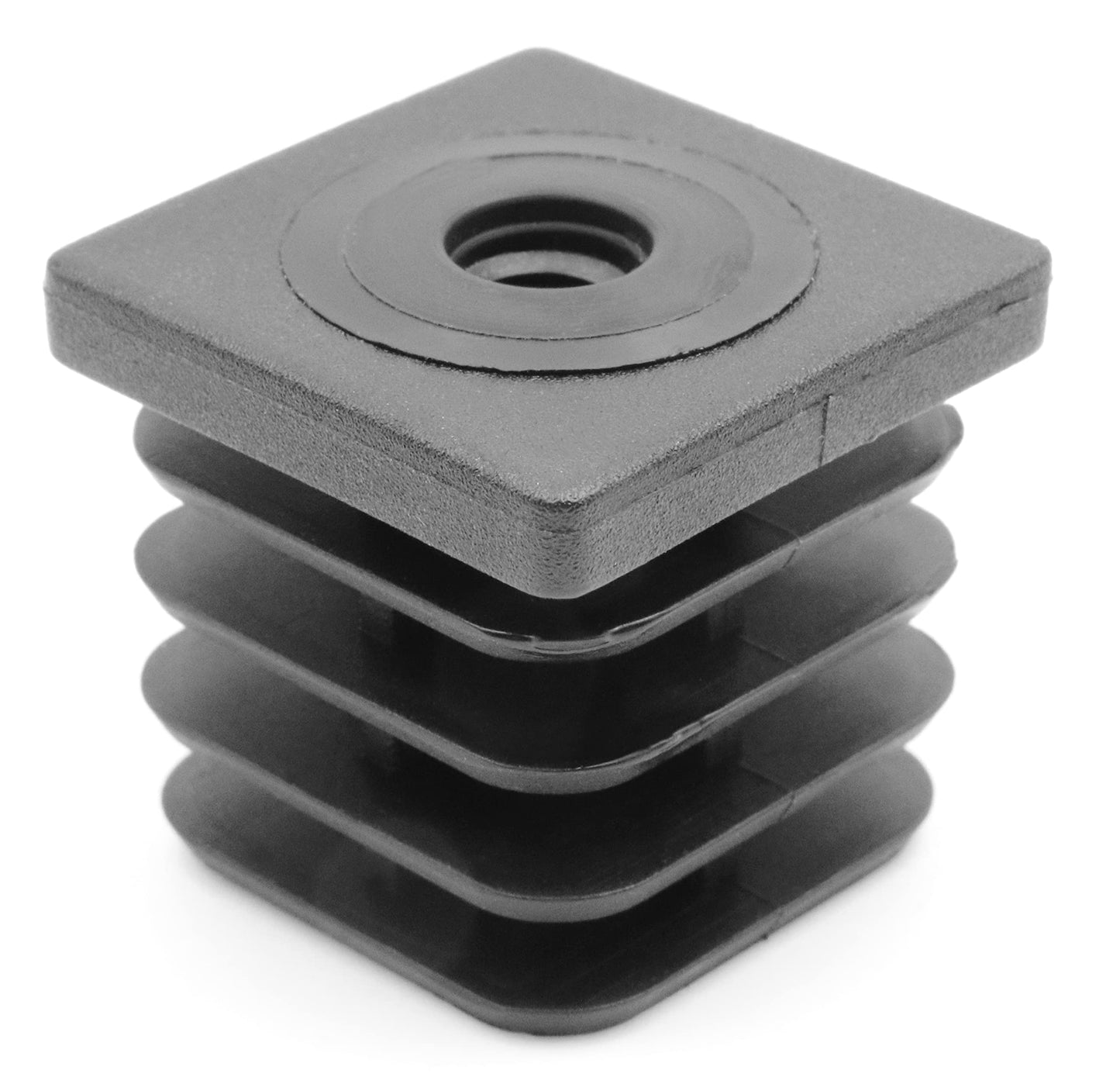 Design61 4X Gewindestopfen Justierstopfen Fußkappen Einsteckbuchse für Quadratrohre 40x40 mm mit M8 Innengewinde Traglast für Wandstärke 1,5-2 mm Schwarz