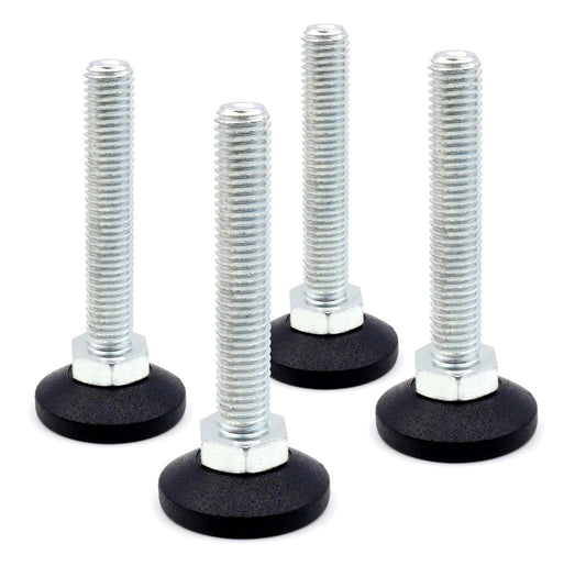Design61 4x Möbelfüße Justierschraube M12 x 70mm Verstellschraube Ø38mm Teller verzinkte Schraube bis 600 kg (Fuß drehbar)