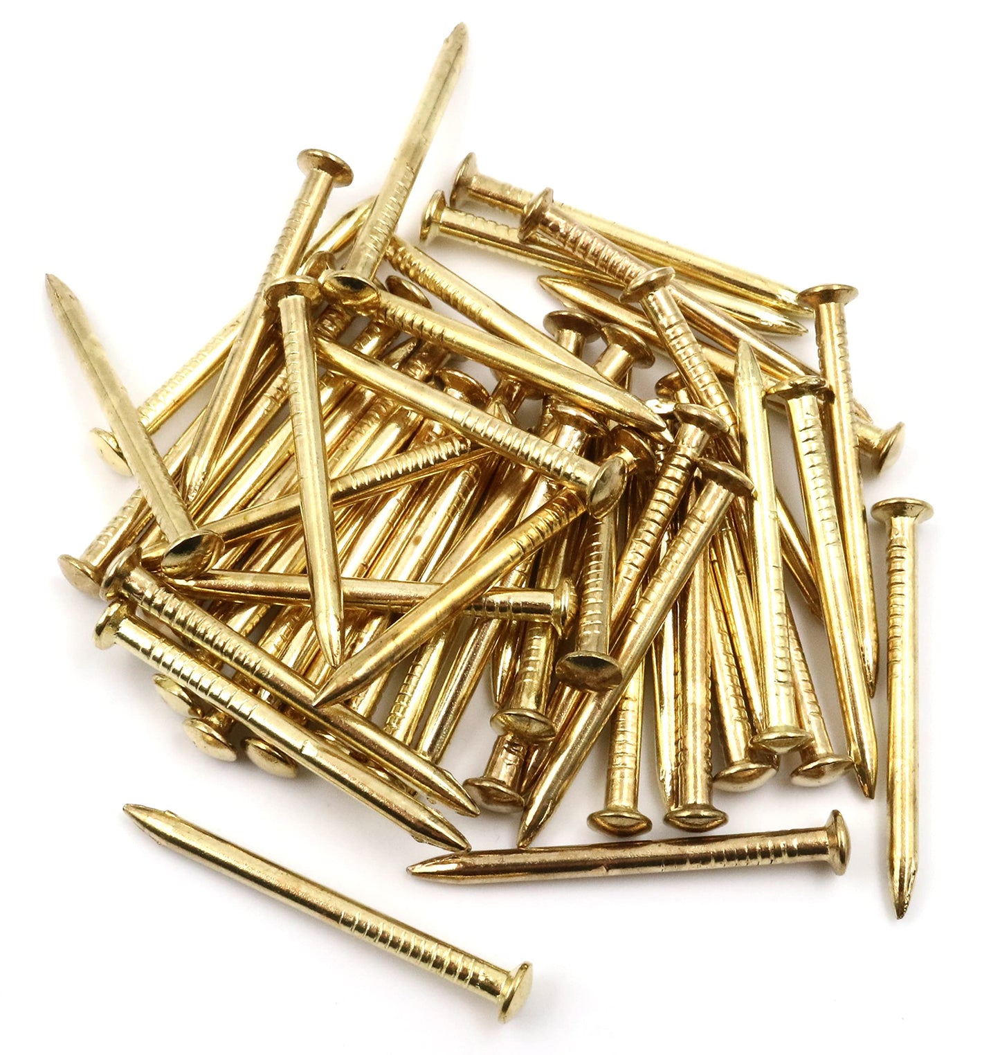 Design61 50x steel pins steel nails skirting board pins nail 2.5 x 40 mm lens head brass plated