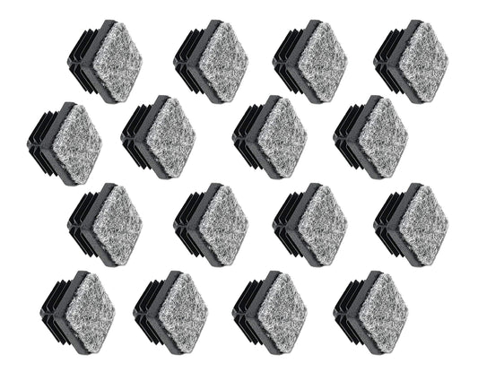 Design61 16x Vierkant Rohrstopfen Lamellenstopfen mit Filz 25x25 mm für Stahlrohrstühle Filzgleiter