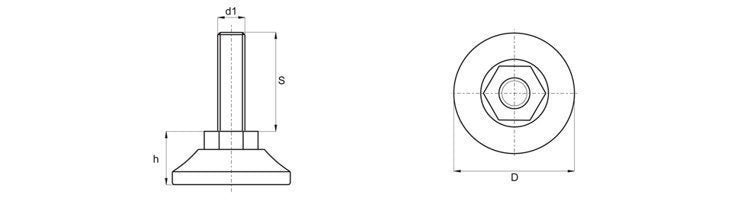 Design61 4x adjusting screw with movable set screw M8 x 50 mm galvanized adjusting screw plastic base Ø 30 mm